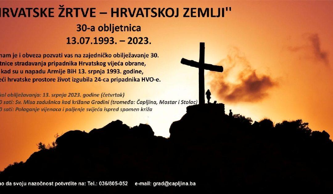 U četvrtak se na Gradini obilježava 30. obljetnica stradanja 24 hrvatska branitelja