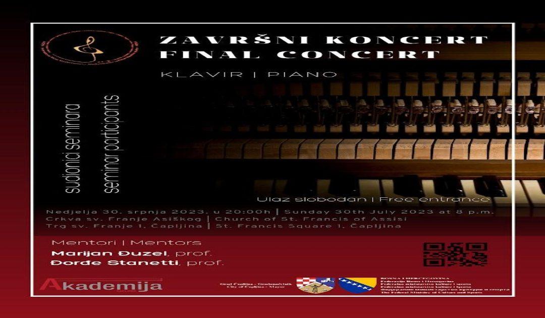 ARDEA: U nedjelju, 30.7., koncerti polaznika masterclassa na klaviru