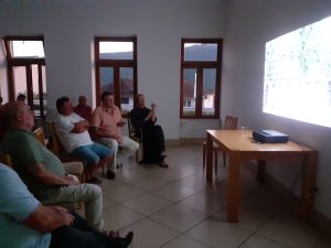 Niko Pavlović, Boris Matić, Kažimir Vrankić i fra Mile Vlašić na predavanju