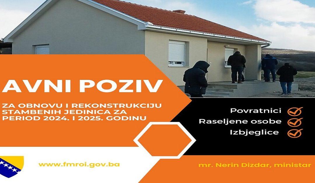 Javni poziv izbjeglicama iz Bosne i Hercegovine za obnovu i rekonstrukciju stambenih jedinica