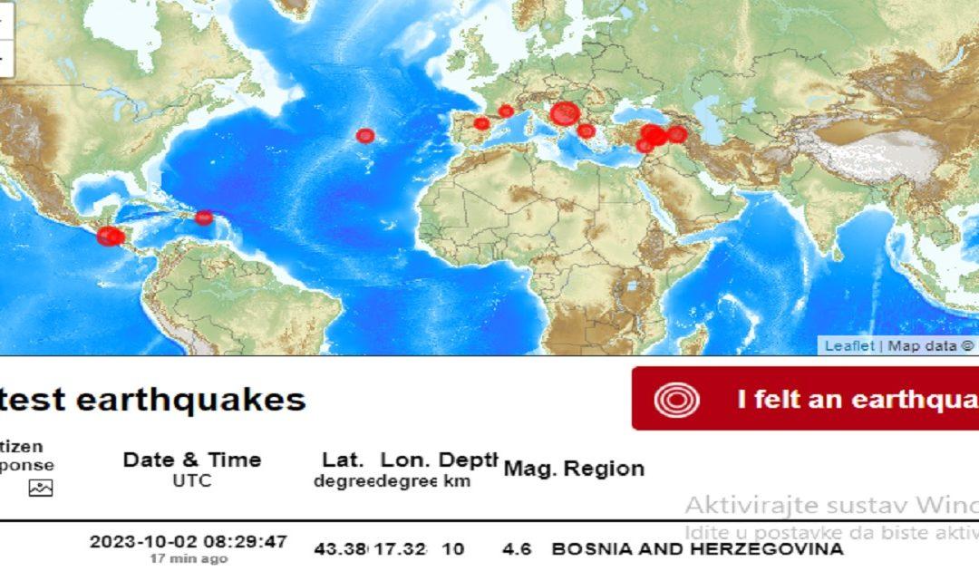 Zemljotres jačine 4,6 stupnja po Richteru potresao BiH – epicentar u blizini Gruda
