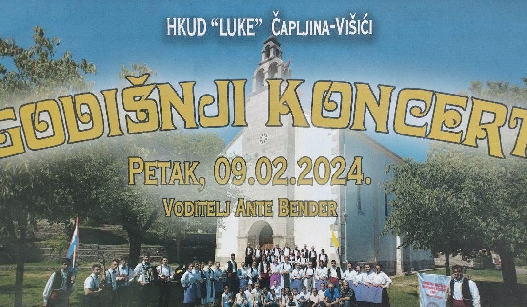 Godišnji koncert HKUD-a “Luke” Čapljina – Višići održat će se u petak, 9. veljače