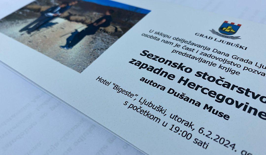 Predstavljanje knjige Dušana Muse “Sezonsko stočarstvo zapadne Hercegovine”