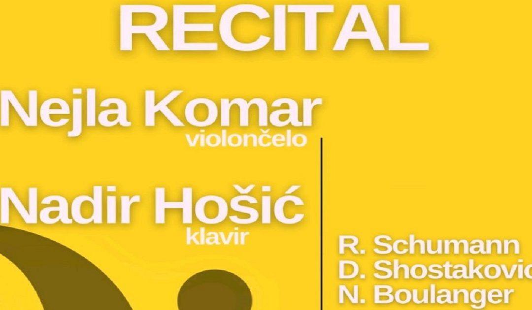 Violončelistica Nejla Komar i pijanist Nadir Hošić održat će recital u Čapljini
