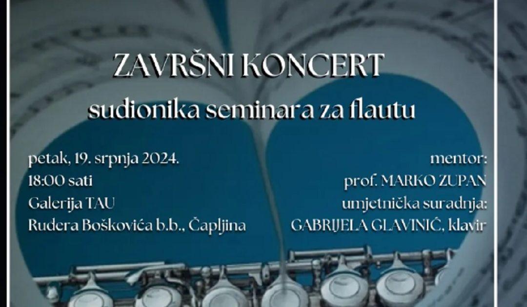 Večeras završni koncert sudionika seminara za flautu “Ardea”