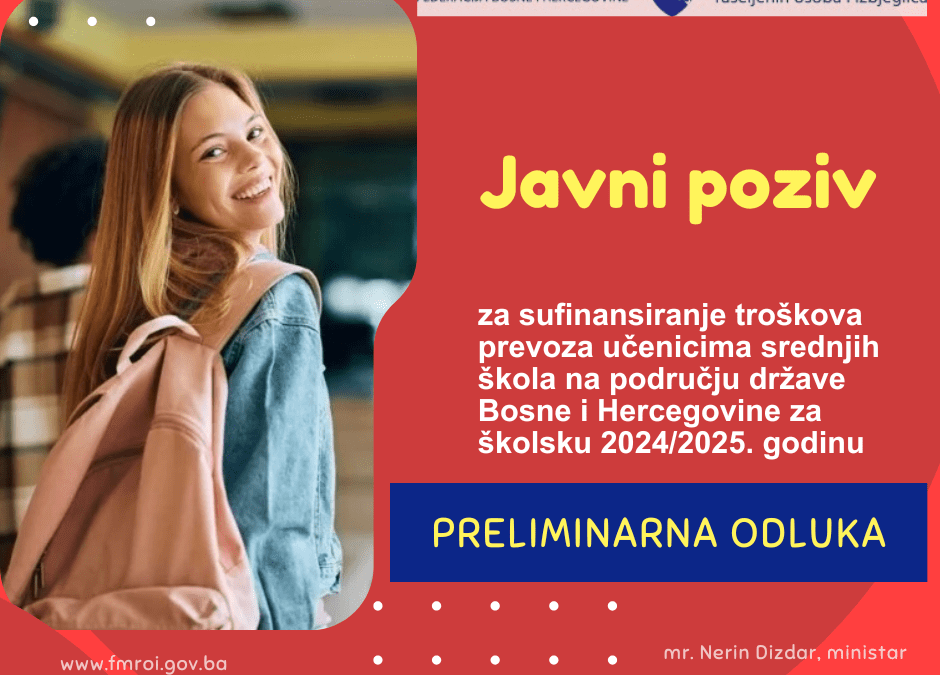 Objavljena preliminarna odluka o dodjeli novčanih sredstava za subvenciju prijevoza učenicima srednjih škola