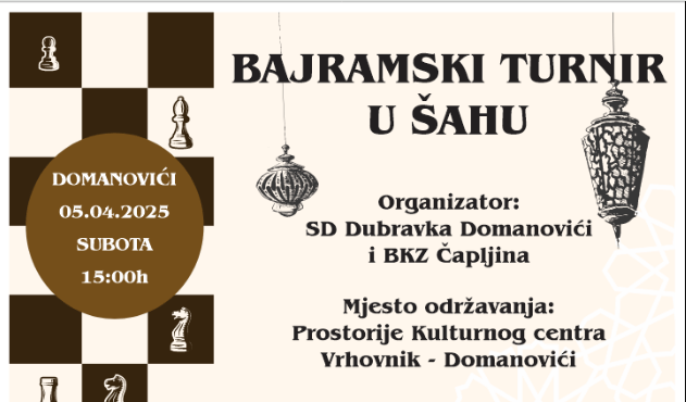 Prijave za Bajramski turnir u šahu