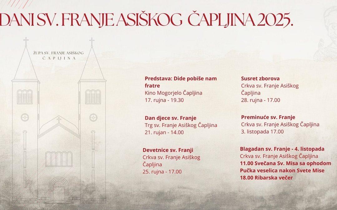 Dani sv. Franje Asiškog i ove godine donose bogat duhovni, kulturni i društveni program