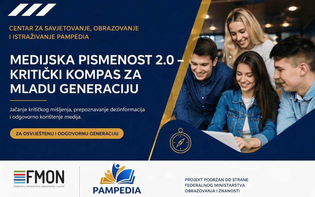 Centar Pampedia provodi projekt Medijska pismenost 2.0 – Kritički kompas za mladu generaciju