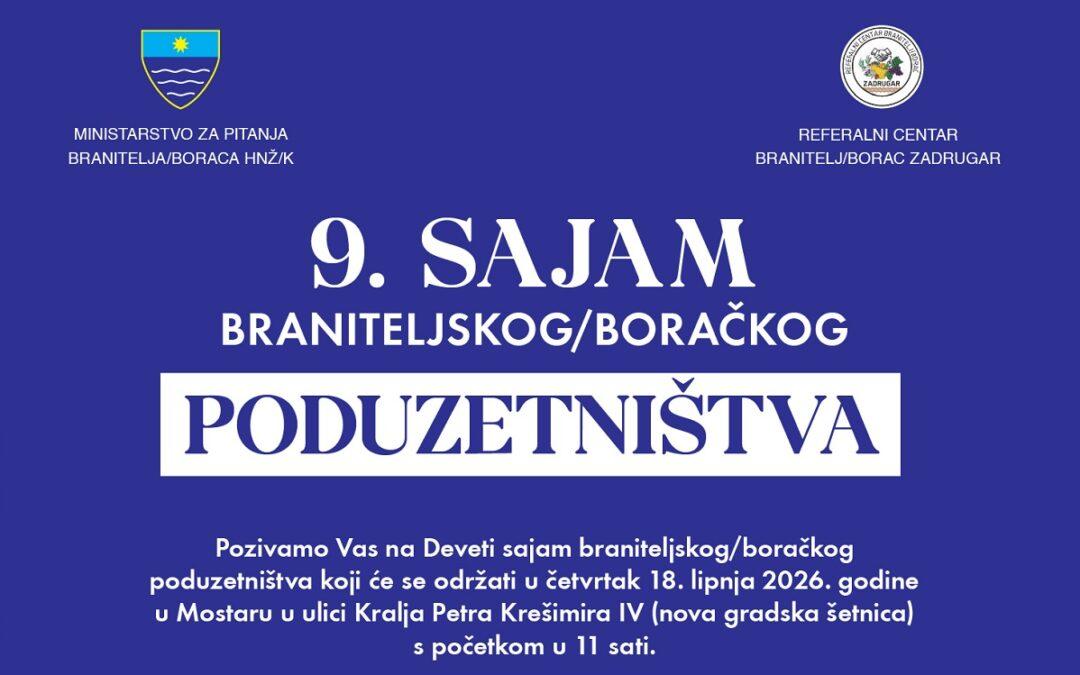9. Sajam braniteljskog poduzetništva u HNŽ-u okupit će izlagače iz BiH i Hrvatske