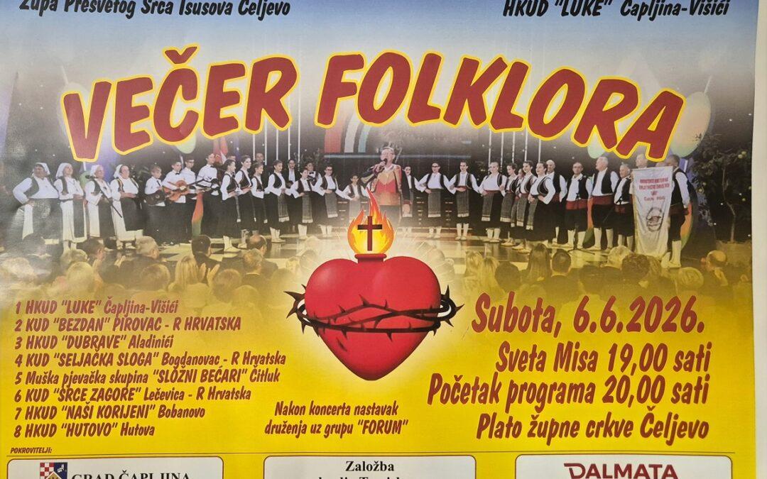 Tradicionalna Večer folklora u subotu u Čeljevu