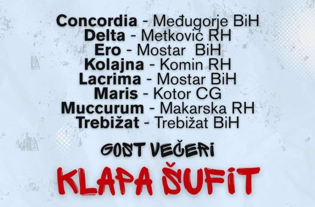 Međunarodni festival klapa 6. kolovoza u Trebižatu, gost večeri Klapa Šufit