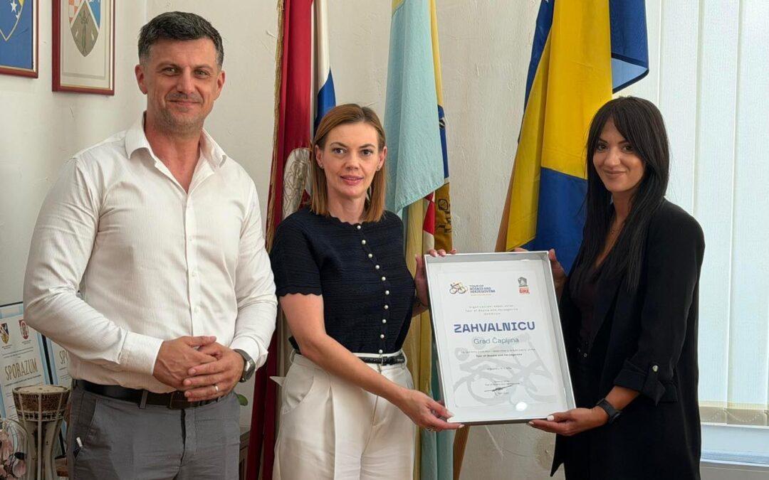 Gradu Čapljina uručena zahvalnica za doprinos organizaciji utrke Tour of Bosnia and Herzegovina