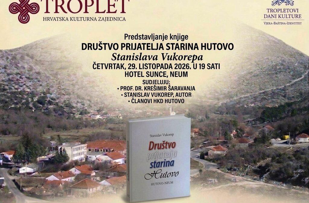 U četvrtak u Neumu predstavljanje knjige „Društvo prijatelja starina Hutovo“ autora Stanislava Vukorepa
