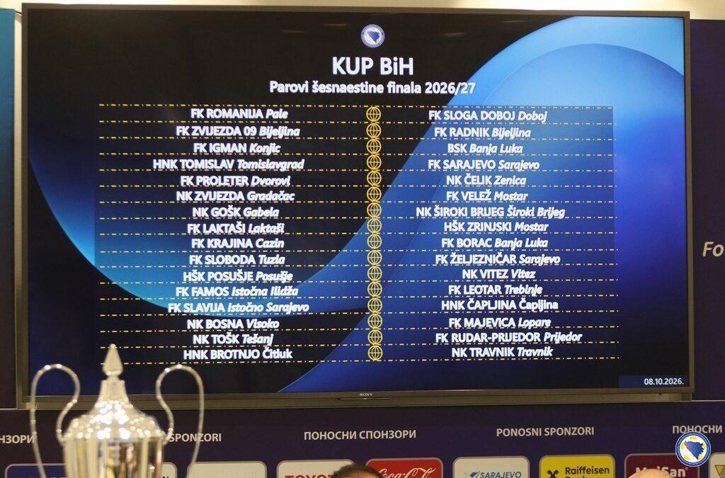 KUP BiH: GOŠK protiv Širokog Brijega, Čapljina gostuje kod Slavije